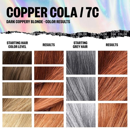 IGK Permanent Color Kit COPPER COLA - Dark Coppery Blonde 7C | Easy Application + Strengthen + Shine | Vegan + Cruelty Free + Ammonia Free | 4.75 Oz (2 Pack)