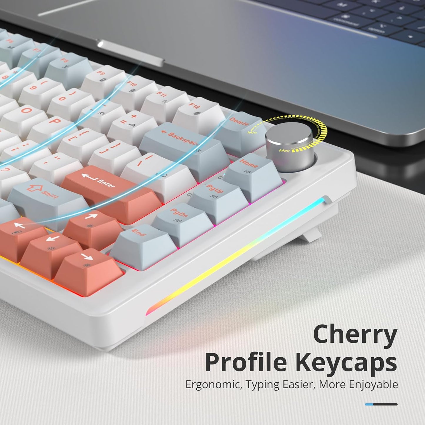75% Green Mechanical Keyboard Gasket with Knob, Custom Wired Creamy Gaming Keyboard TKL 75 Percent Hot Swappable RGB Backlit, Pre-lubed Switch for Win/MAC, Green