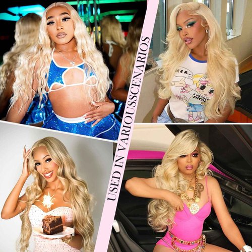 BOTNNS 28 Inch 613 13x6 Lace Front Wig Human Hair 200 Density Blonde Wig Human Hair 613 Body Wave Blonde HD Lace Front Wigs Human Hair Pre Plucked 613 Lace Frontal Wigs