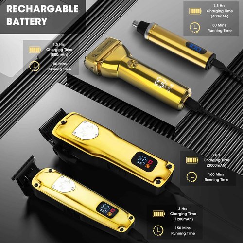 Karrte Professional Hair Clippers and Trimmer Set for Men, T-Shaper Trimmer & Foil Shaver, Nose & Ear Hair Trimmer, Cordless Clippers and Grooming Set, Hair Cutting Kit