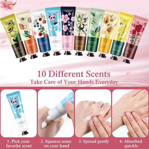 Dansib 200 Pack Hand Cream Gifts Set for Women Mothers Day Gifts for Mom Mini Lotion Bulk for Dry Cracked Hands, Mini Hand Lotion for Nurse Gifts,bridesmaid Gifts,teacher Appreciation Gifts,10 Styles