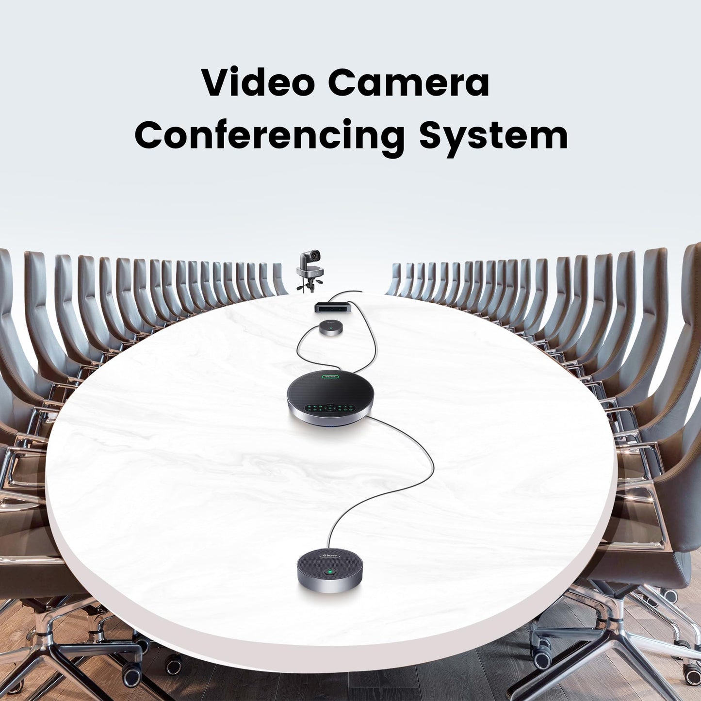 All-in-One PTZ 4K Video Conference Room Camera System with Bluetooth Speakerphone 2 Expansion mics 12X Optical Zoom HDMI Wide View Angle Lens Works with Zoom Webex for Large Meeting Room