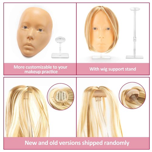 Glinexa 5D Makeup Practice Face – Reusable Silicone Mannequin Head with Wigs and Complete Makeup Kit, Perfect for Beginner Training and Beauty School