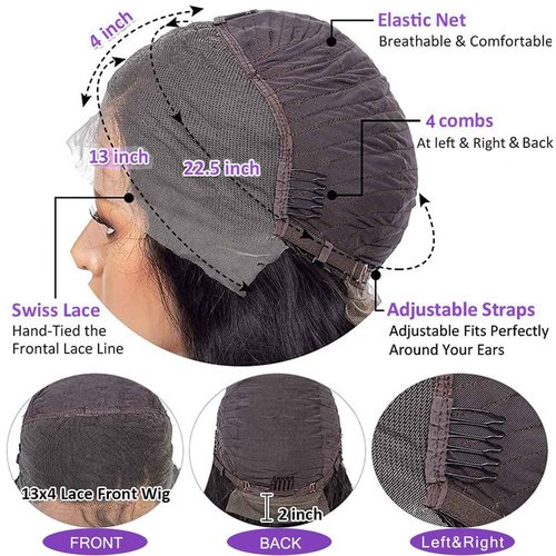 Body Wave Lace Front Wigs Human Hair for Black Women 13x4 Lace Frontal wigs HD Transparent Lace Front Wigs Human Hair Pre Plucked with Baby Hair 180% Density(18 Inch)