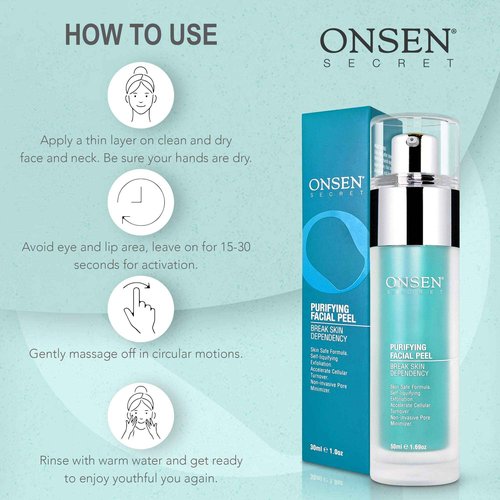 Onsen Secret Exfoliating Peeling Gel - Daily Gentle Face Exfoliator, Dark Spot Remover, Organic Facial Peel for Sensitive Skin, Natural Whitening Peeling Gel for Women, 1.7 fl oz/50 ml