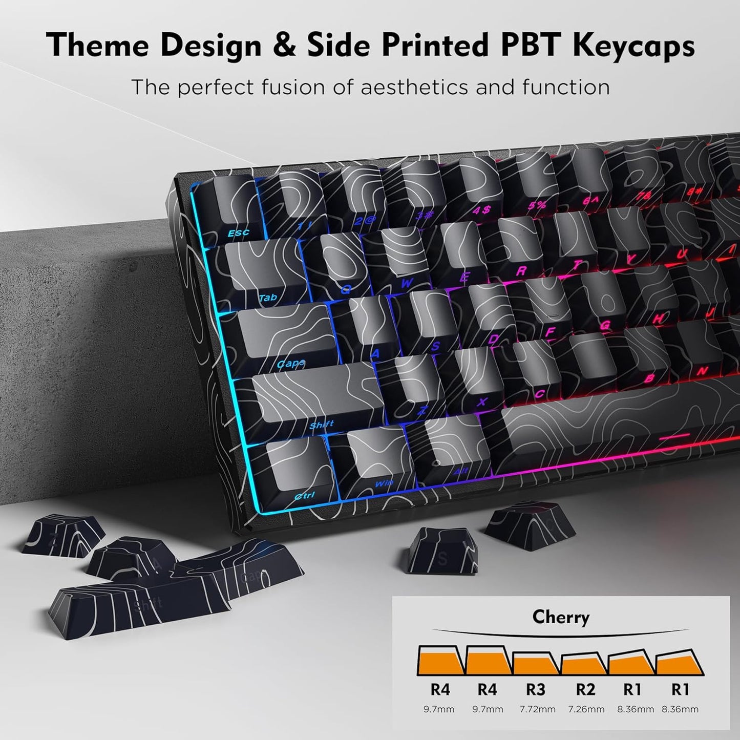 XVX 60% Gaming Keyboard, RGB 3-Modes Wireless Mechanical Keyboard, Mini 60 Percent Gamer Keyboard with Hot-Swappable Pre-lubed Linear Switch for Windows & Mac (Great Wave Off Kanagawa), M61 Pro