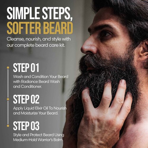 The Beard Struggle Men’s Beard Grooming Kit Includes Balm, Oil, Wash & Conditioner – Gold Collection, Asgardian Secret (8.11 fl oz)