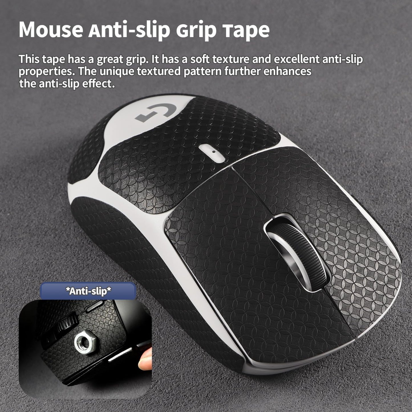 Anti-Slip Mouse Grip Tape for Logitech G Pro Wireless Mouse Skin Sweat-Resistant G Pro Mice Sticker Decal(White)