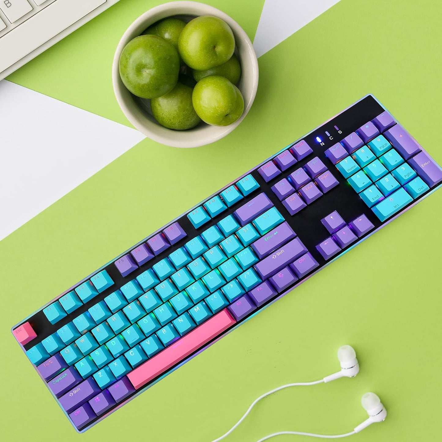 140 Keys Gradient Keycaps Side Printed Keycap Set Cherry Profile PBT Keycaps Double Shot Shine Through Custom Keycaps for Mechanical Gaming Keyboards(Minutest Dust)