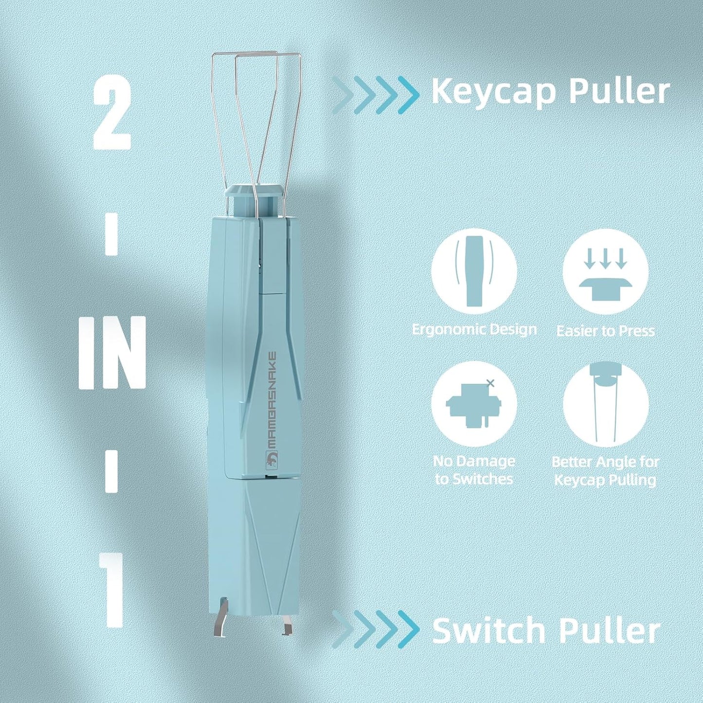 2-in-1 Keycap Switch Puller, 304 Stainless Steel Key Removal Tool for Hot Swappable Mechanical Keyboard and DIY Custom Gaming Keyboard - Blue