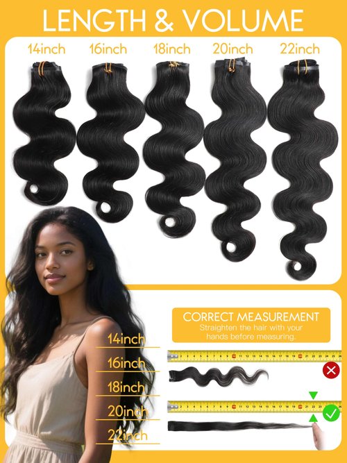Caliee Body Wave Clip in Hair Extensions Human Hair 115G Natural Black 8 PCS PU Weft Body Wave Seamless Hair Extensions Clip ins for Black Women Soft Natural 20 Inch