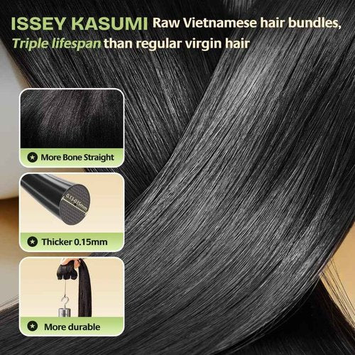 ISSEY KASUMI Raw Vietnamese Human Hair Single Bundle,Triple Lifespan Than Regular Virgin Hair,In-Store Quality,Online Price! 100% Raw Vietnamese Hair Bundles Straight Raw Hair Bundles 22 Inch