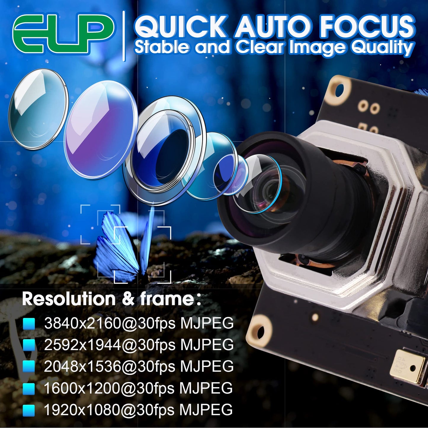 4K USB Camera Module Autofocus with Dual Microphone for Computer and Raspberry Pi Mini UVC USB2.0 Webcam Board 8mp Industrial Lightburn Camera IMX415 PC Camera Audio Video Web Camera for Laptop