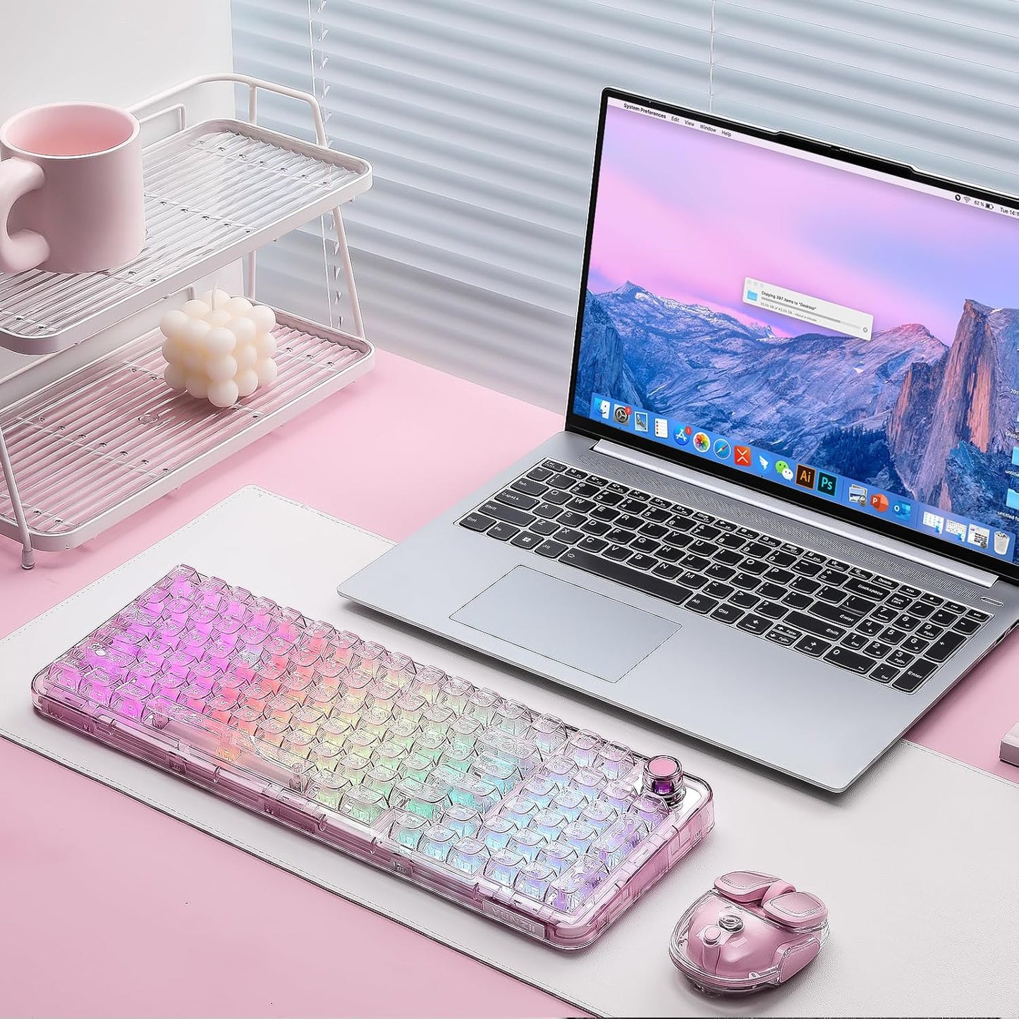 YUNZII X98 QMK/VIA Wireless Mechanical Gaming Keyboard with Knob,Tri-Mode BT5.0/USB-C/2.4GHz Hot Swappable Keyboard,Pre-lubed Switches Gasket Mount RGB Backlit for Wins/Mac (Pink, Snow Switch)