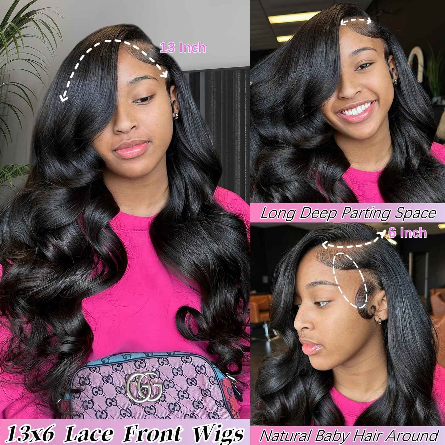 30 Inch Body Wave Lace Front Wigs Human Hair Wigs for Women 13x6 HD Lace Front Wigs Human Hair 200 Density Glueless Body Wave Wig Lace Frontal Wigs Pre Plucked Natural Black