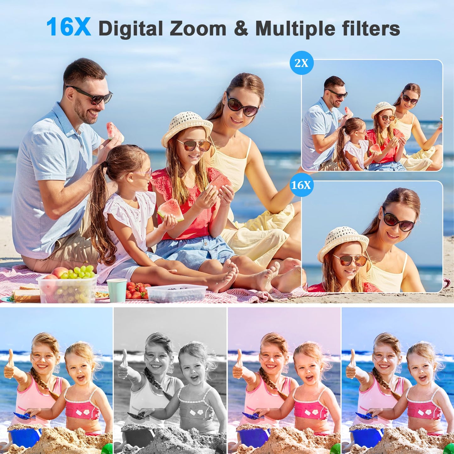 4K Digital Camera, Autofocus Vlogging Cameras for Photography with 32GB Card, 50MP Portable Compact Point and Shoot Digital Camera for Beginner Teens Adult with 16X Zoom Anti-Shake, 2 Batteries