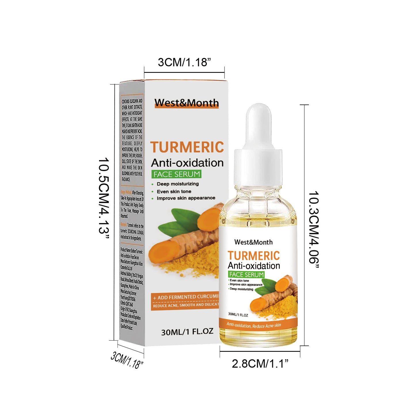 Turmeric Antioxidant Face Serum - 30ml Brightening & Hydrating Skin Care