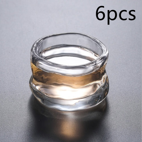 Heat-Resistant Glass Teacup Set with Hammered Pattern - Thick Tea Cups