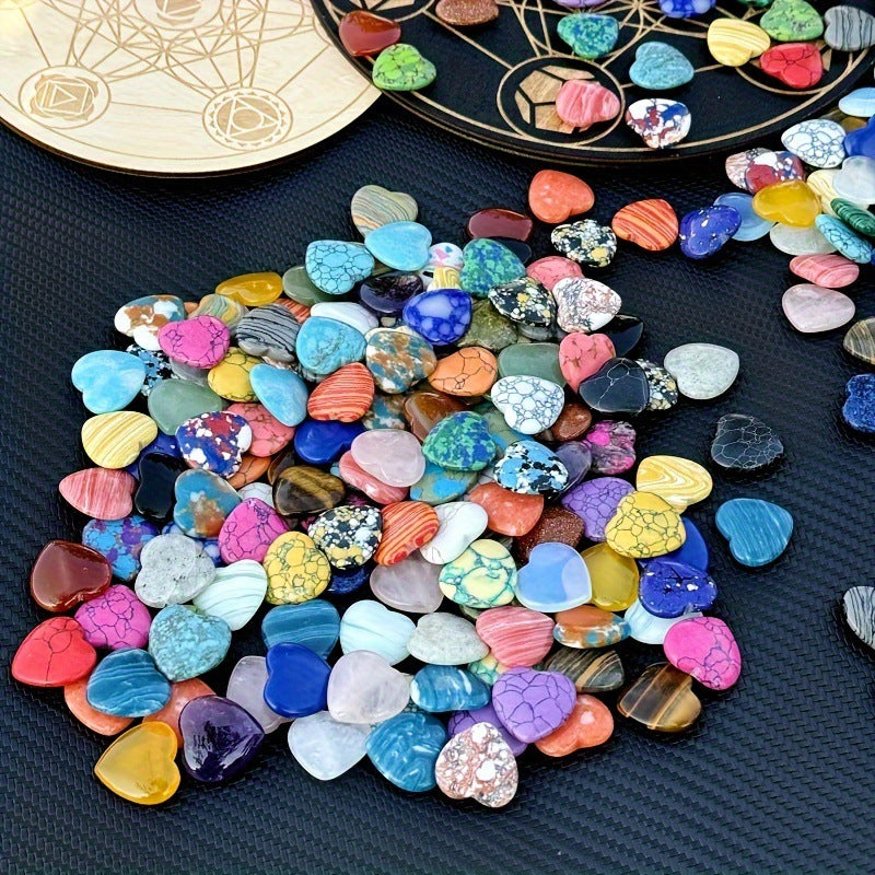 Crystal Heart Gem Ornaments Set - Small Decorative Love Crystals for Home & Garden