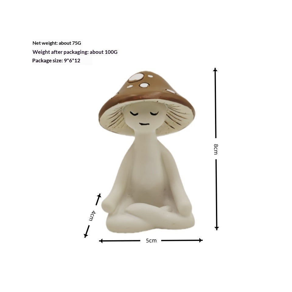 Meditation Mushroom Ornament - Modern Resin Home Decor for Living Room & Outdoors