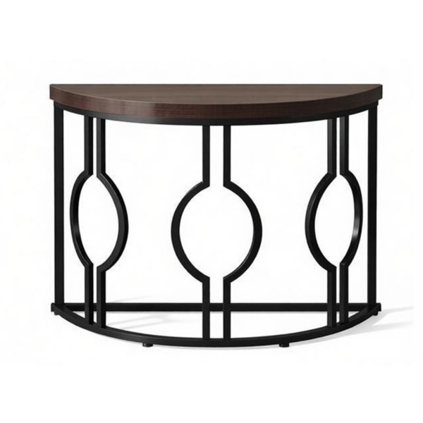 Curved Console Table with Geometric Frame - Retro Design