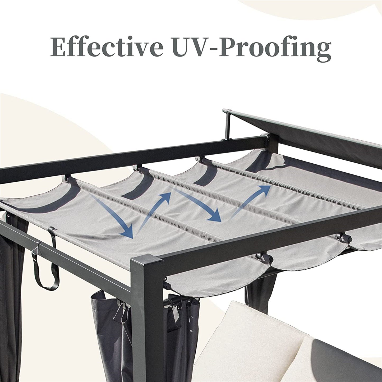 Aluminum Outdoor Patio Daybed With Retractable Canopy Bed, Double