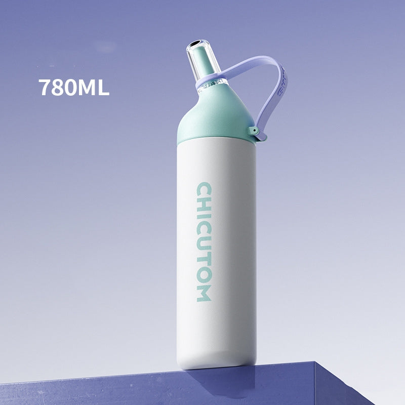 Large Capacity Thermal Mug with Straw - Insulated Travel Cup for Students
