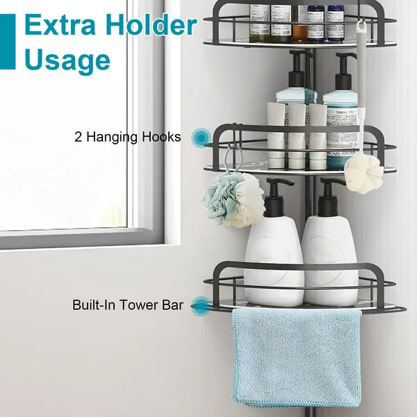 Rust-Resistant Corner Shower Caddy For Bathroom 4 Height Adjustable