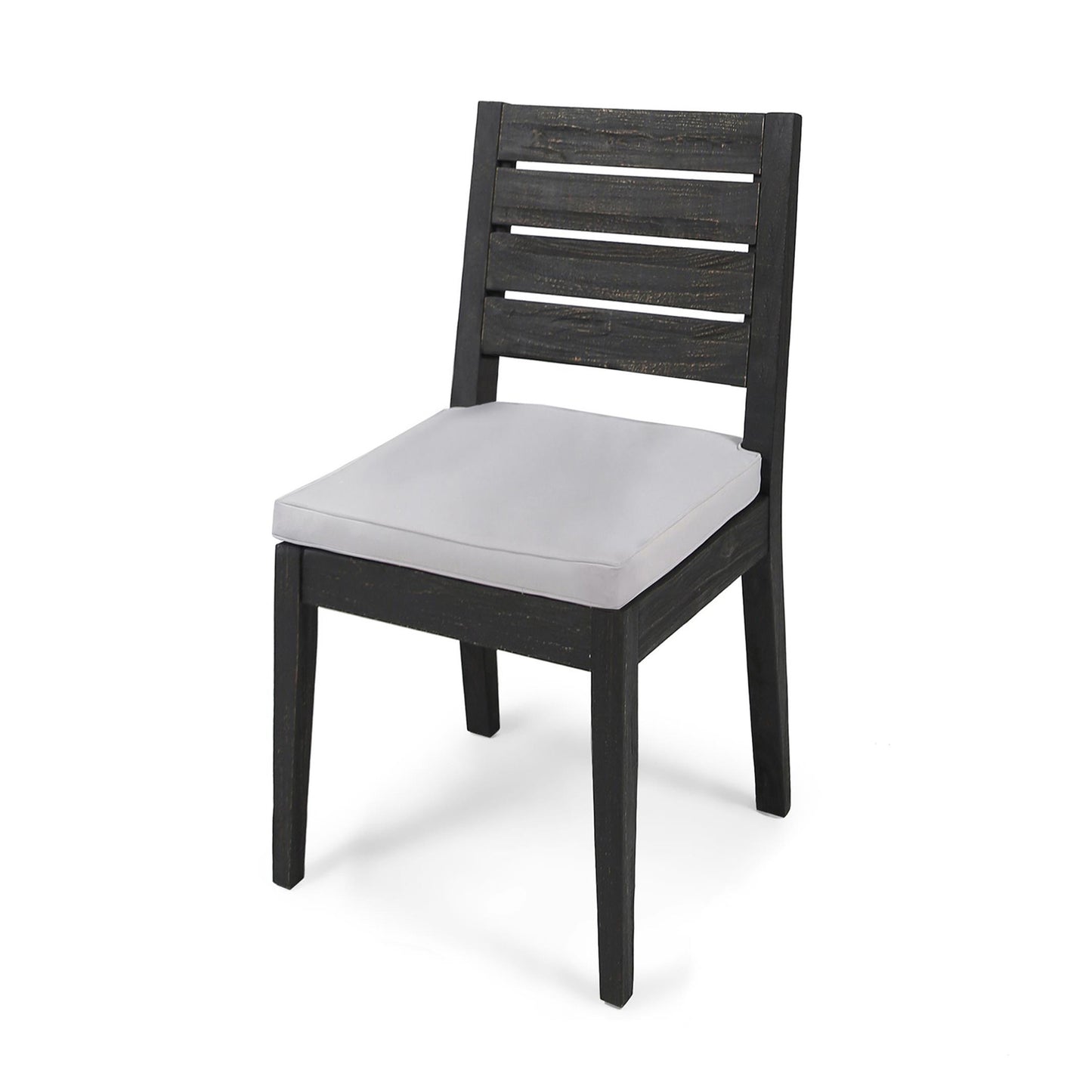 Outdoor Acacia Wood Armless Dining Chairs with Cushions - Set of 2, Light Gray