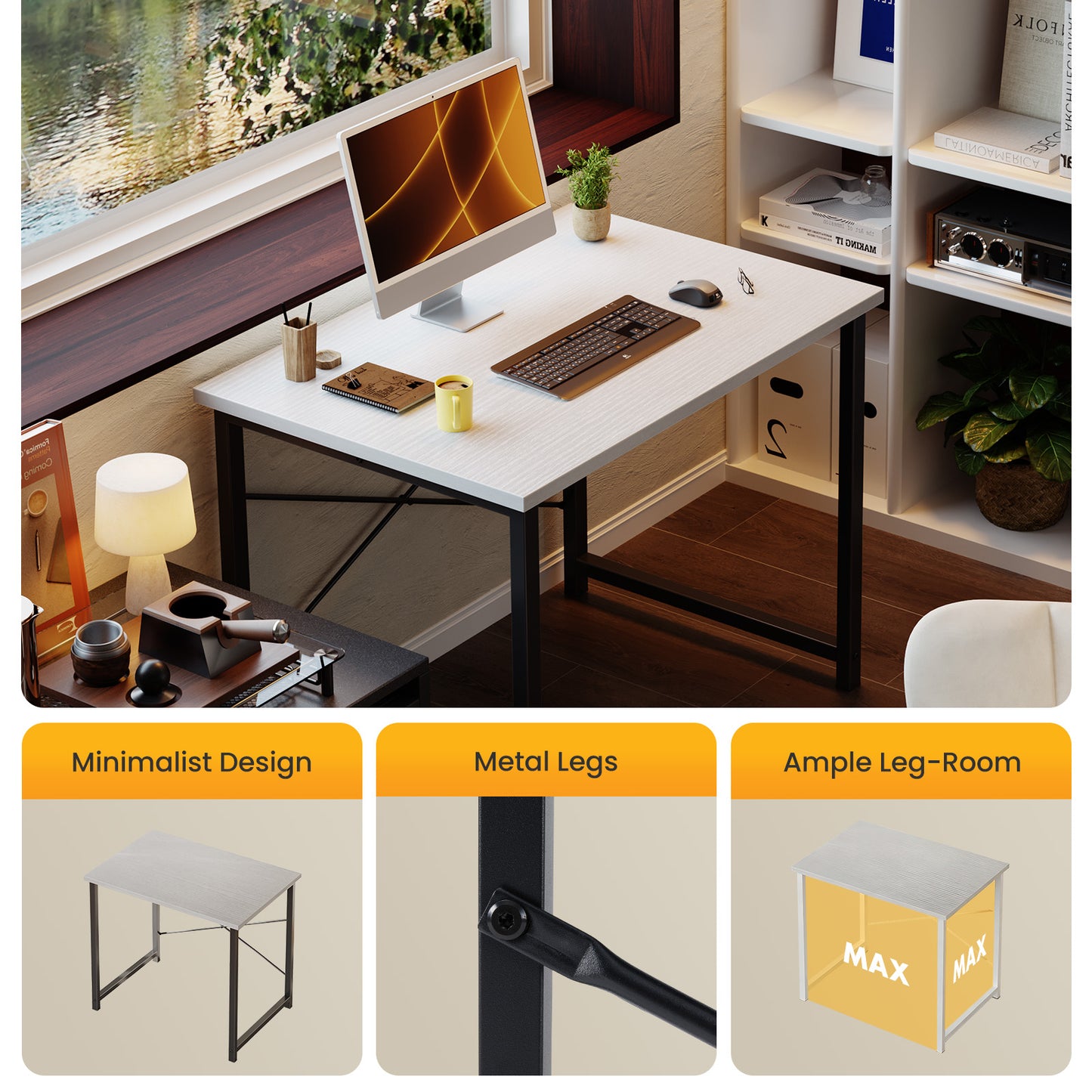 31in Modern Computer Desk for Home Office - Simple X-Shaped Design