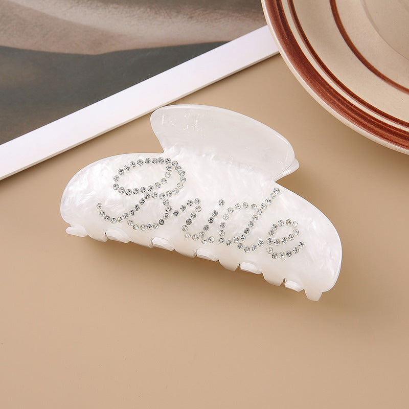 Acrylic Hair Clip With Rhinestones - 10cm