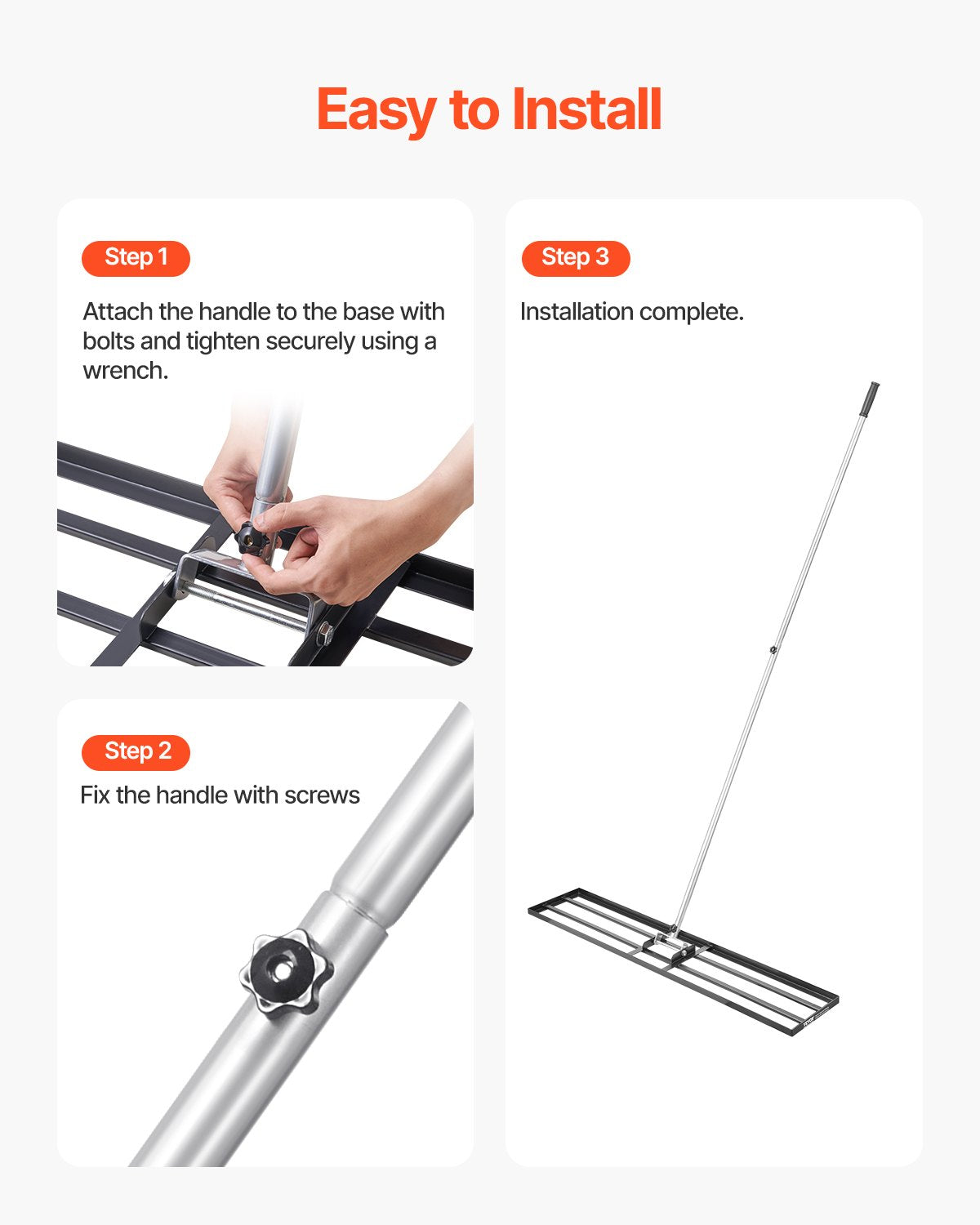 Heavy Duty Lawn Leveling Rake with Adjustable Handle - 48x10in Yard Tool