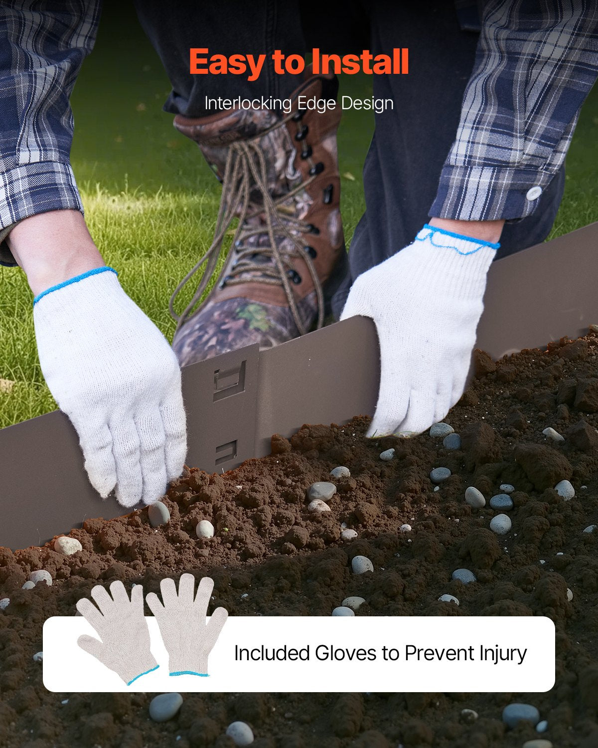 Rust-Resistant Steel Landscape Edging 5 Pack - 39 x 4 Inches, Brown Garden Border