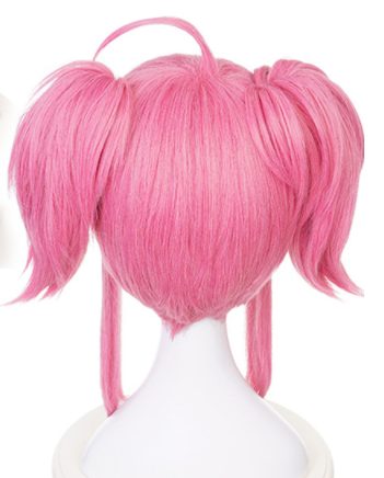 Pink Anime Cosplay Wig Set Short Synthetic Hair for Costumes