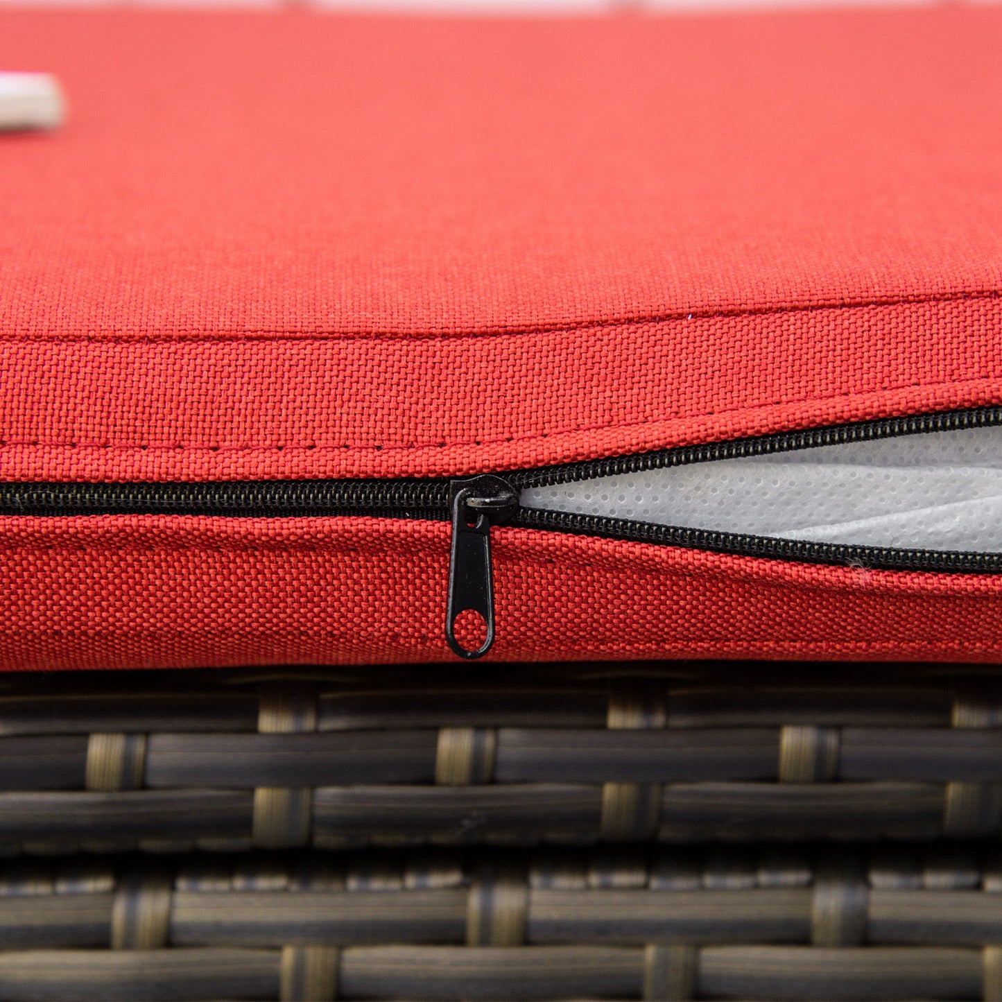 29 Gallon Outdoor Wicker Storage Bench with Cushion - Red