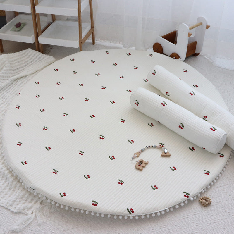Kids Play Mat - Infant Floor Cushion with Colorful Embroidery, 80cm or 120cm