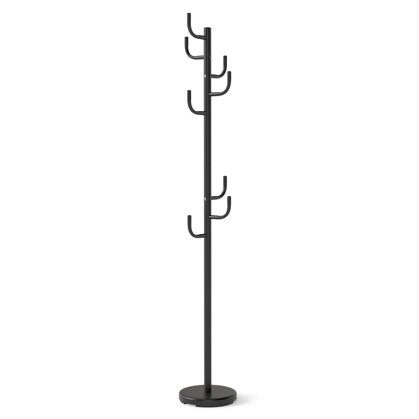 Metal Coat Rack Stand with 8 Hooks and Sturdy Base