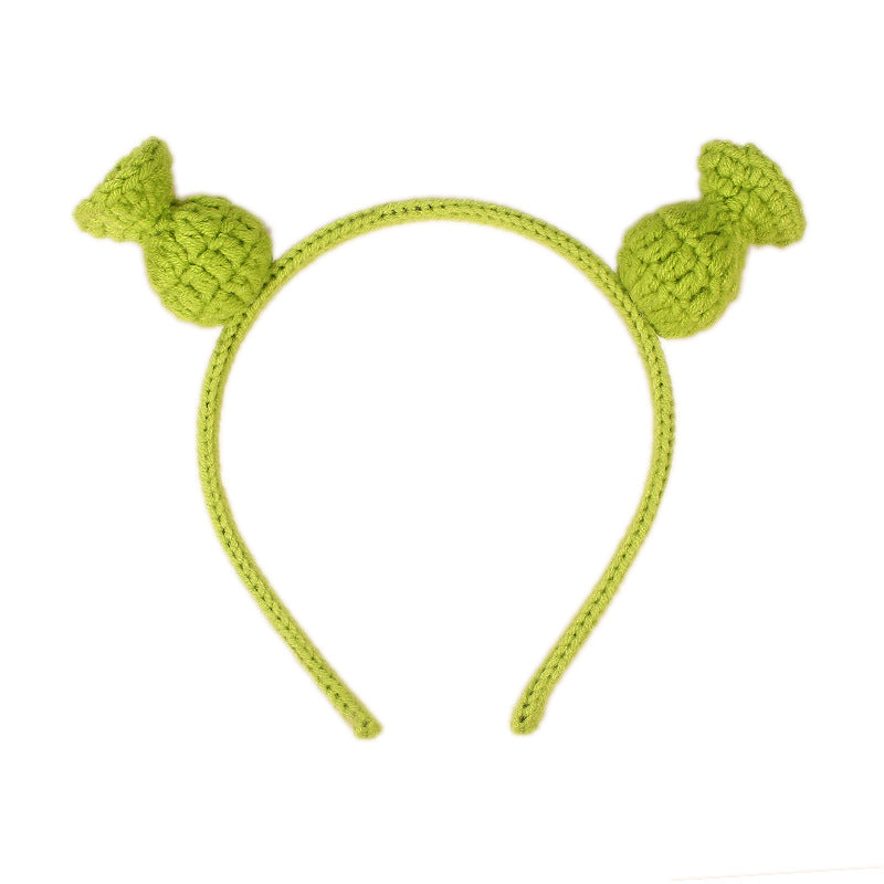 Unisex Wool Crocheted Shrek Headband - Handmade Cartoon Hair Accessory