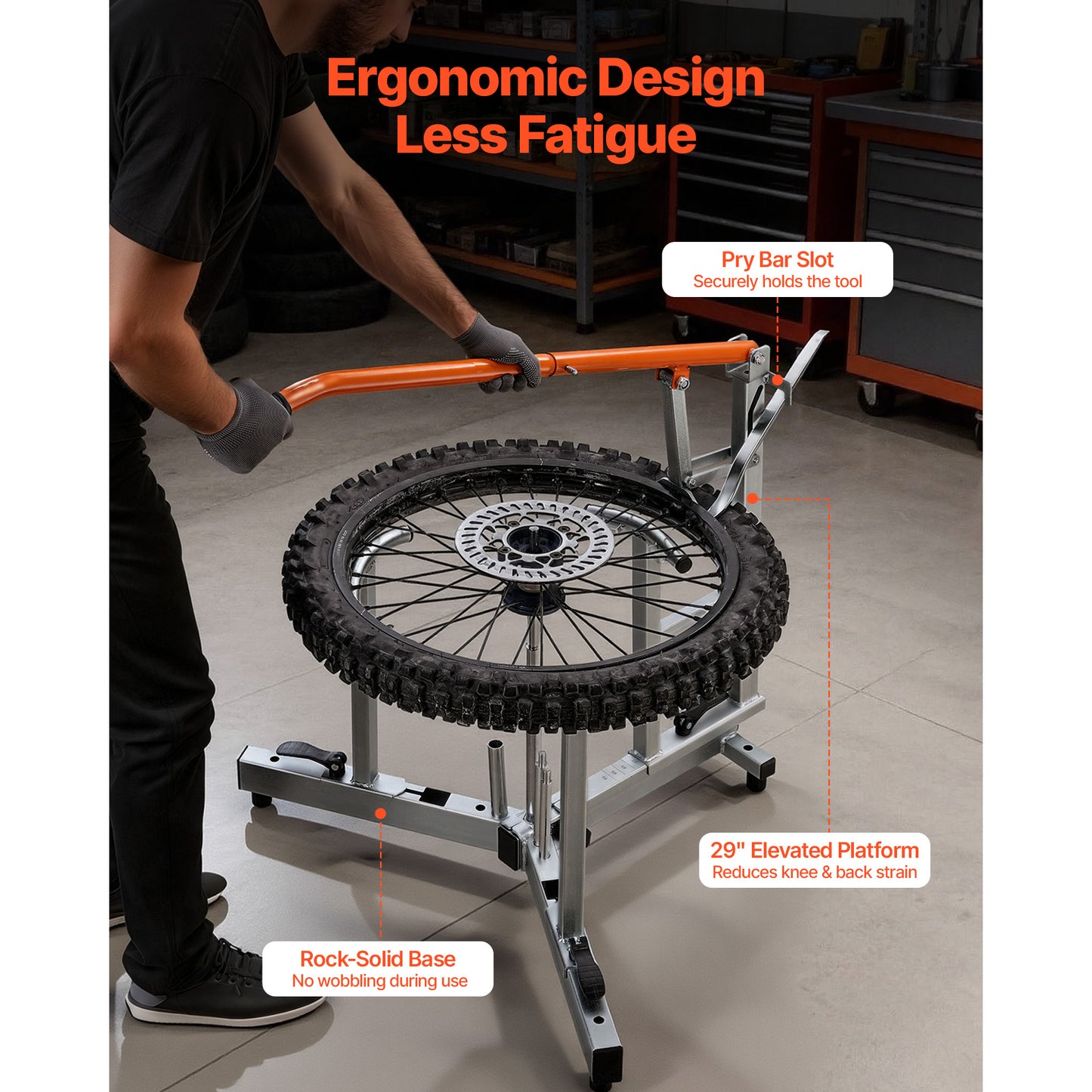 Heavy Duty Dirt Bike Tire Changer Kit for 16-21 Inch Wheels with Bead Breaker & Storage Bag