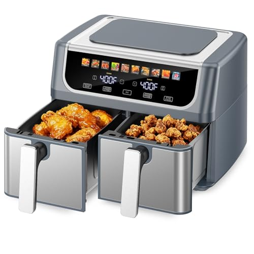 Double-Basket Air Fryer with 9.5L Capacity & 10 Preset Modes