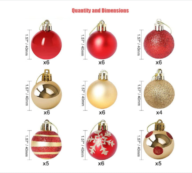 Christmas Decorative Ball Gift Box Set - 50pcs 4cm Hand-Painted Holiday Ornaments