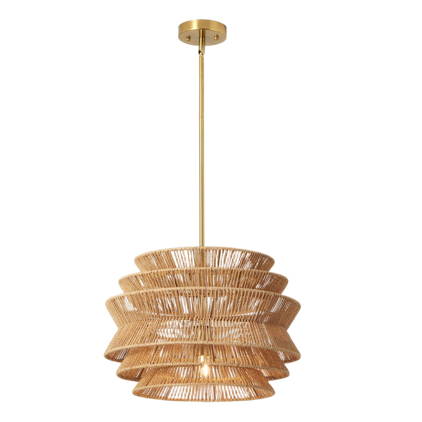 17.3-Inch Hand-Woven Rattan Pendant Light for Dining & Living Room - Rustic Coastal Ceiling Chandelier