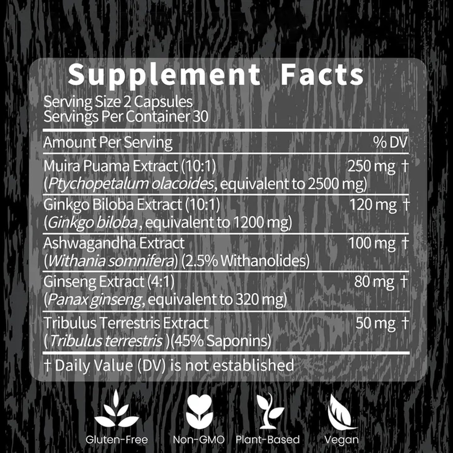 South Africa Herbal Supplement Capsules with Tribulus Terrestris - 60 Tablets