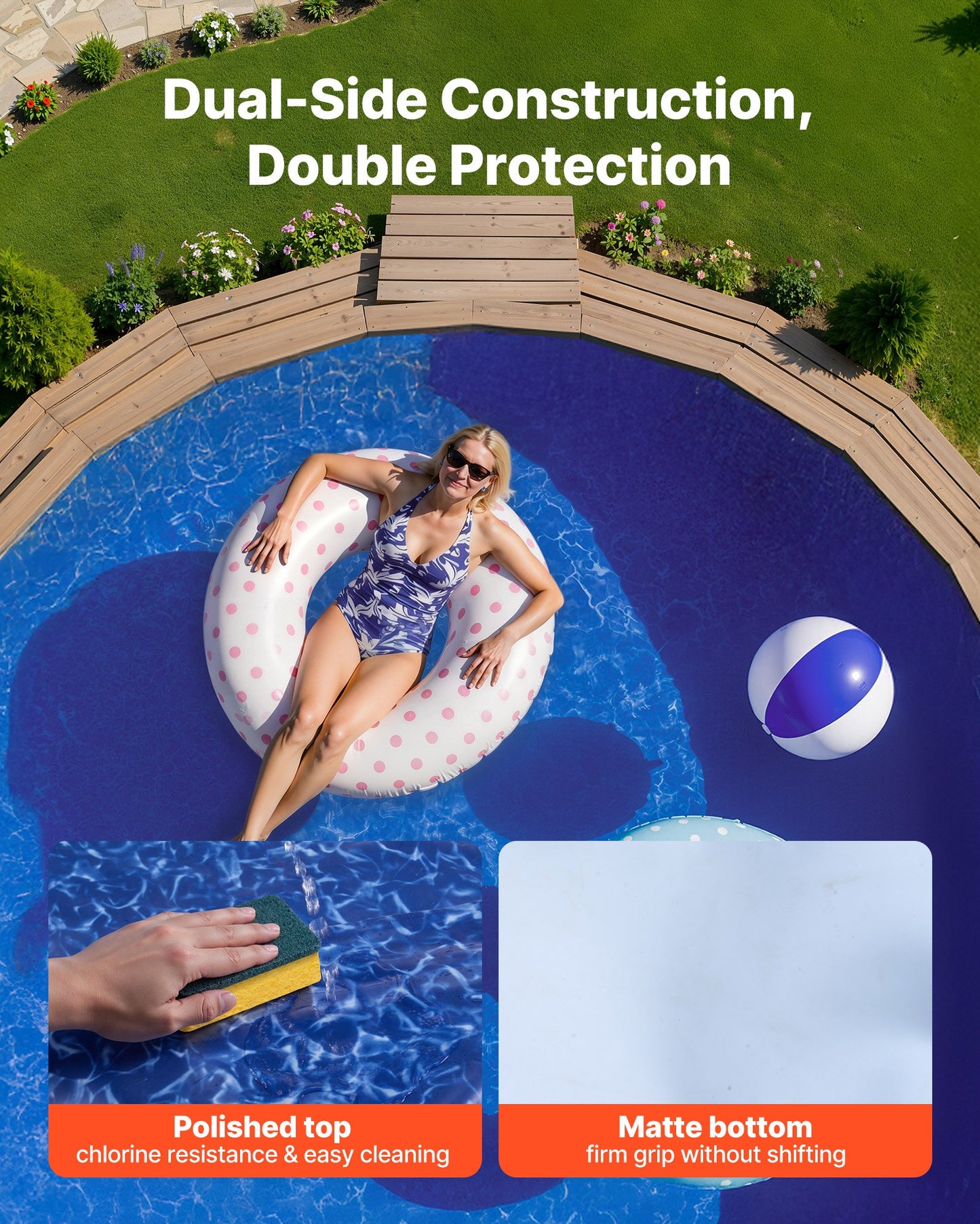 10ft Round Above-Ground Pool Liner - Heavy Gauge Vinyl, Easy Install, Leak-Proof Patches