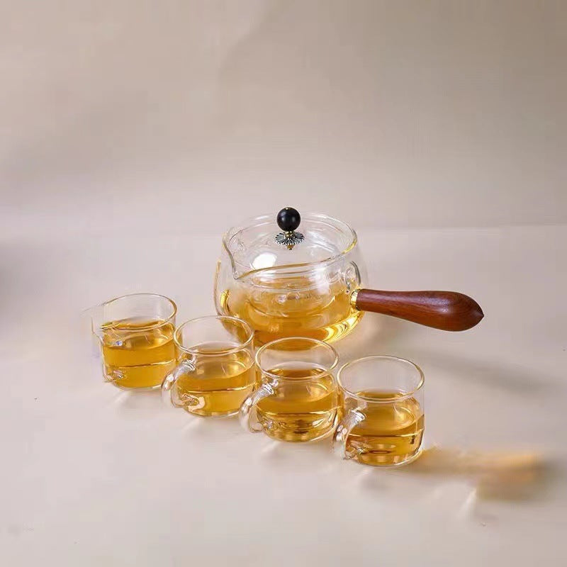 Automatic Revolving Thickened Tea Cooker with Heat-Resistant Glass and Multiple Cups