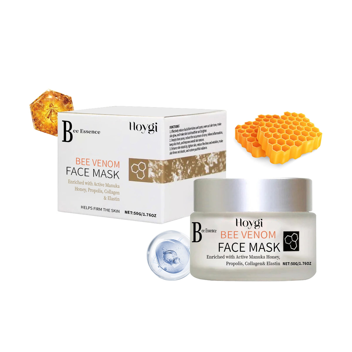 Brightening Facial Mask with Bee Venom & Collagen - 50g Moisturizing Skin Care