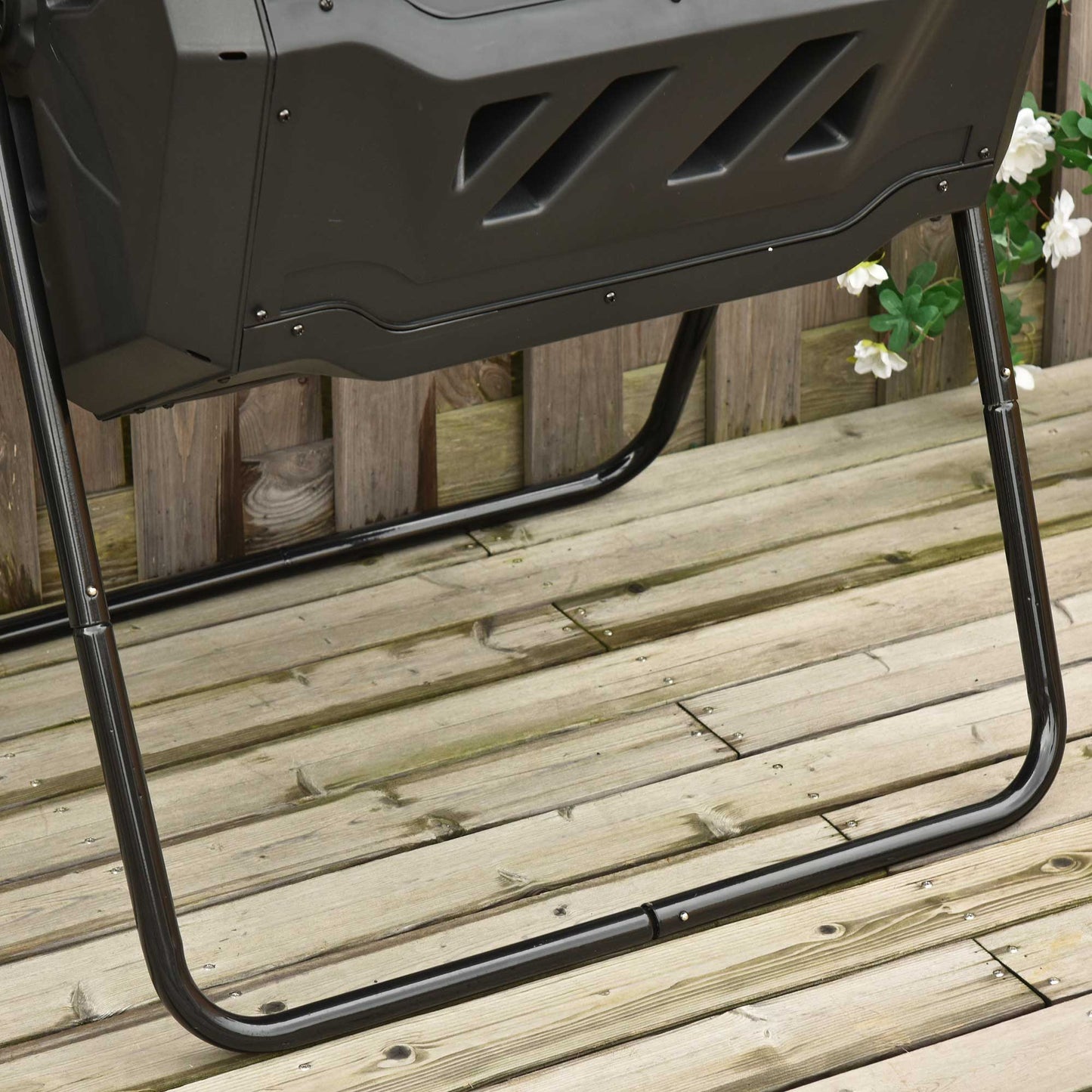 Outdoor Compost Bin 43 Gallon Dual Chamber Rotating Garden Tumbler - Green