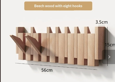 Wooden Wall Clothes Hooks Set - Modern Hallway Hanger with Multiple Hooks