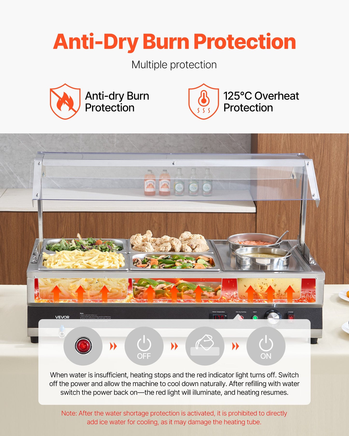 Commercial Soup Warmer Station with Cover - 2 Pots & 4 Pans, Silver