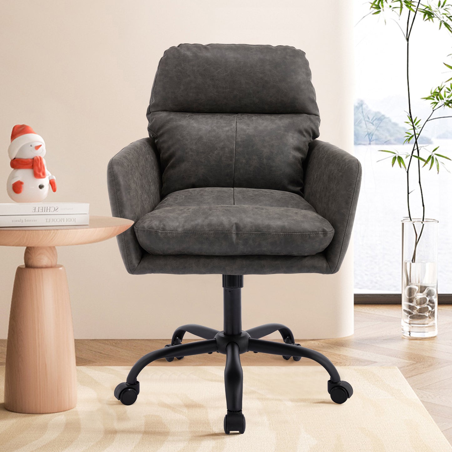 Adjustable PU Leather Office Chair - Gray